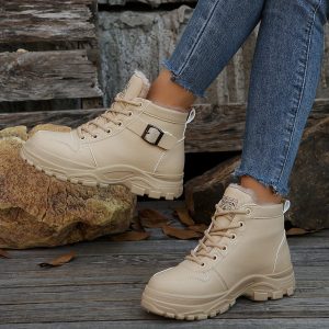 Bottines Beige Femme Hiver Fourrées - Winter Chic