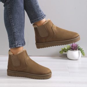 Bottines Camel Femme Fourrées Tendance  - Rustic Charm