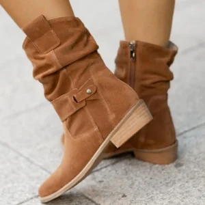 Bottines En Daim Femme Camel Tendance - Sable de Soie