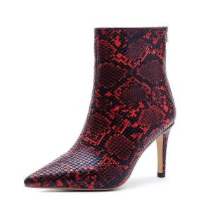 Bottines Serpent Python Rouge