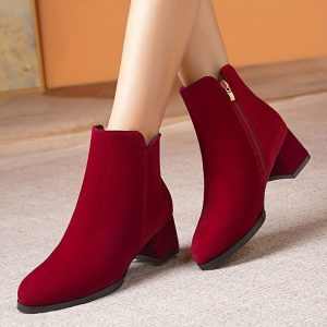 Bottines Rouge Femme Minimalistes - Red Attitude