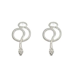 Boucles d'Oreilles Serpent Argenté Diamant