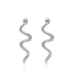 Boucles d'Oreilles Serpent Argent Long