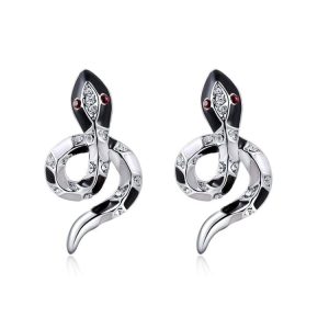 Boucles d'Oreilles Serpent avec Rubis Argent