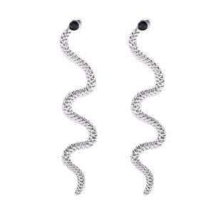 Boucles d'Oreilles Serpent Argent Style Punk