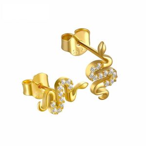 Boucles d'Oreilles Serpent Diamant Or