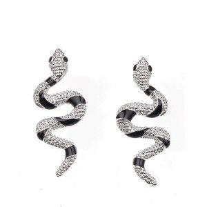 Boucles d'Oreilles Serpent Argent Fantaisie