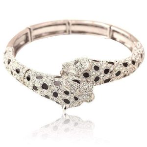 Bracelet Serpent Femme Strass Noir