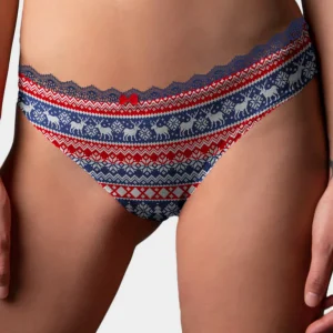 Culotte de Noël pour Femme Bleu et Rouge avec Rennes + Mug de Noël