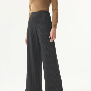 Pantalon large à rayures fines