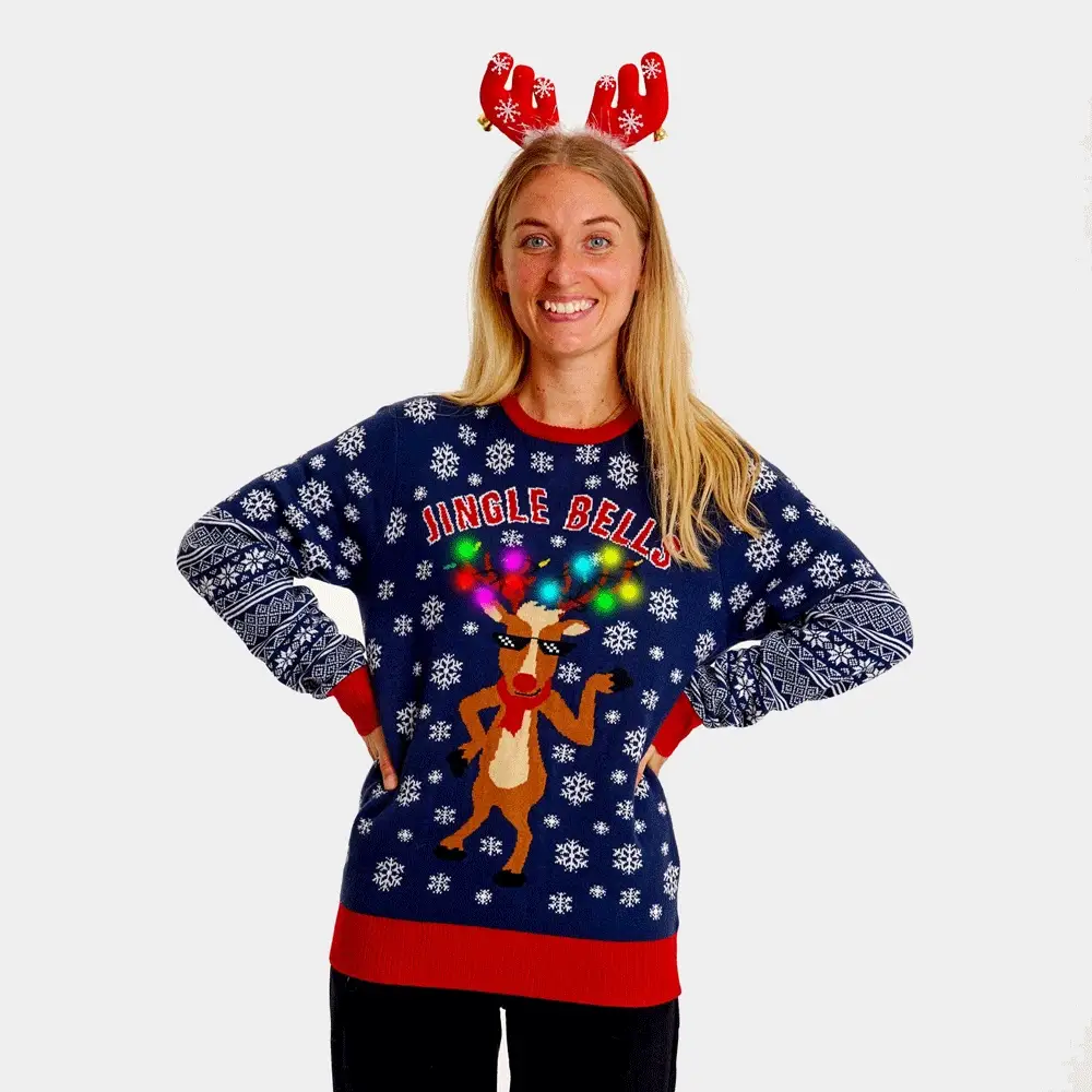 Pull de Noël pour Couple Lumineux LED Jingle Bells