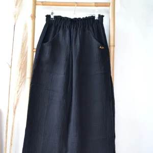 Jupe longue EMME - Gaze de coton noire
