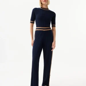 Pantalon en maille rayée
