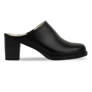Paola: Mules à talons Femme - Cuir Noir