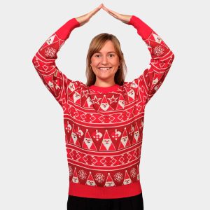 Pull de Noël Bandes Rouge et Père Noël