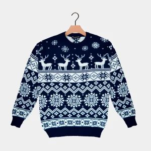 Pull de Noël Bleu avec Renne et Étoile Nordique 2022