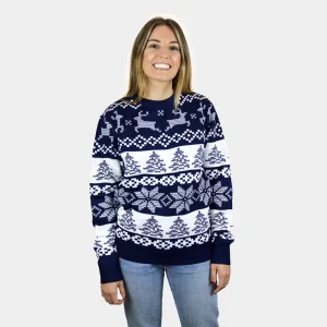 Pull de Noël pour Femme Bleu Pôle Nord