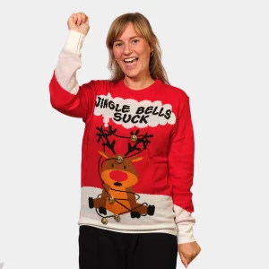 Pull de Noël pour Couple Rouge Jingle Bells Suck Grelots 3D