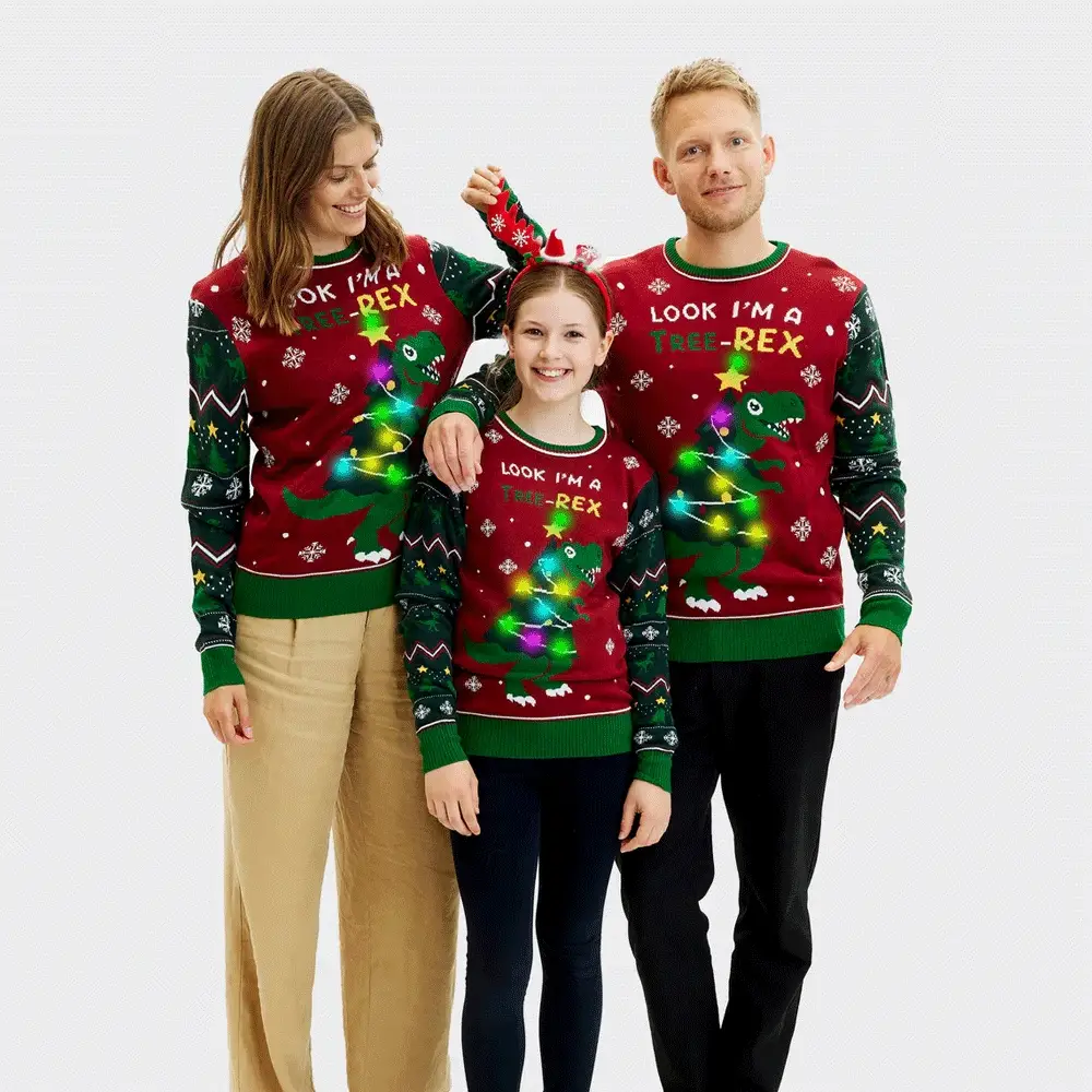 Pull de Noël pour Famille Lumineux LED  Christmas Tree-Rex