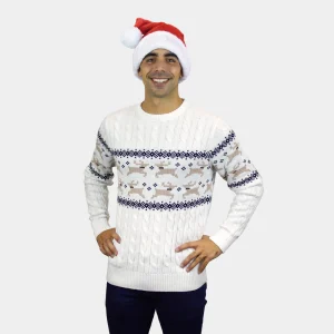 Pull de Noël pour Homme Blanc Chic Alaska