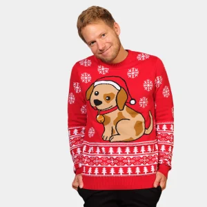 Pull de Noël pour Homme avec Petit Chien