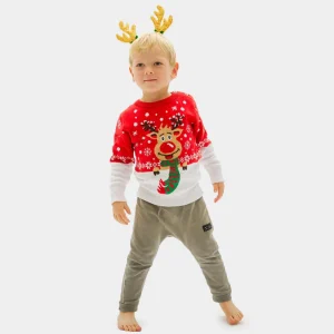 Pull de Noël pour Enfants Renne avec Écharpe Coton Bio