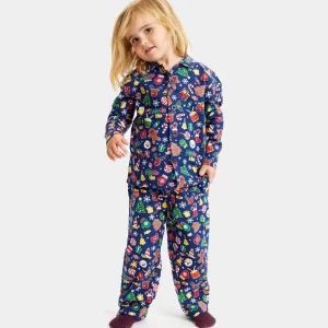 Pyjama de Noël Familial Bleu Motifs de Noël