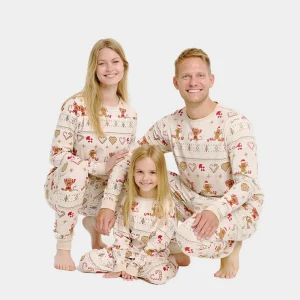 Pyjama de Noël pour Famille Beige Biscuits De Noël