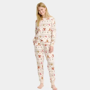 Pyjama de Noël Unisexe pour Adultes Beige Biscuits de Noël
