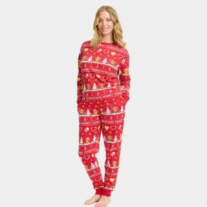 Pyjama de Noël Unisexe pour Adultes Rouge Biscuits de Noël