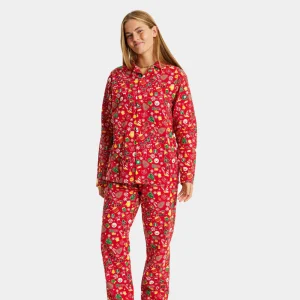 Pyjama de Noël pour Adultes Unisexe Rouge Motifs de Noël