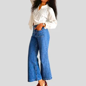 Jean wide cropped taille haute
