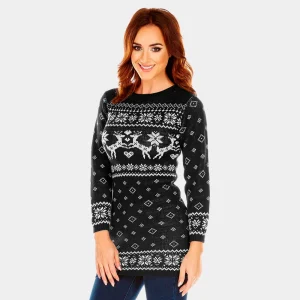 Robe de Noël Noir avec Rennes