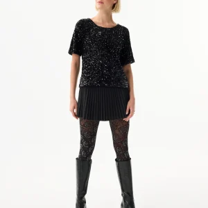 T-shirt noir à sequins