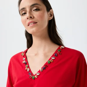 T-shirt Laure détails perlés colorés