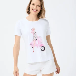 T-shirt Lilo design rose en coton