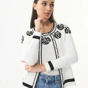 Twin-set à motifs roses