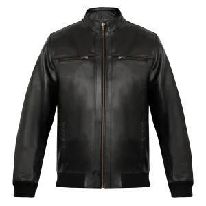 Vanguard: Jacket Hommes - Cuir Noir